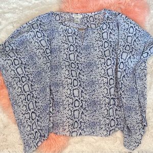 Just My Size 1X/2X Flowy Blue Snakeskin Top